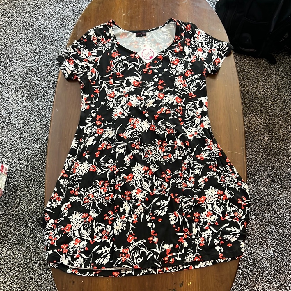 Black & Red Printed Dress